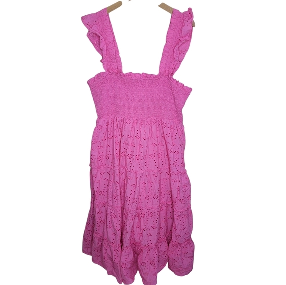 Crown & Ivy | Pink Ruffled Eyelet Midi Tank Sun Dress Size XL - Picture 1 of 5